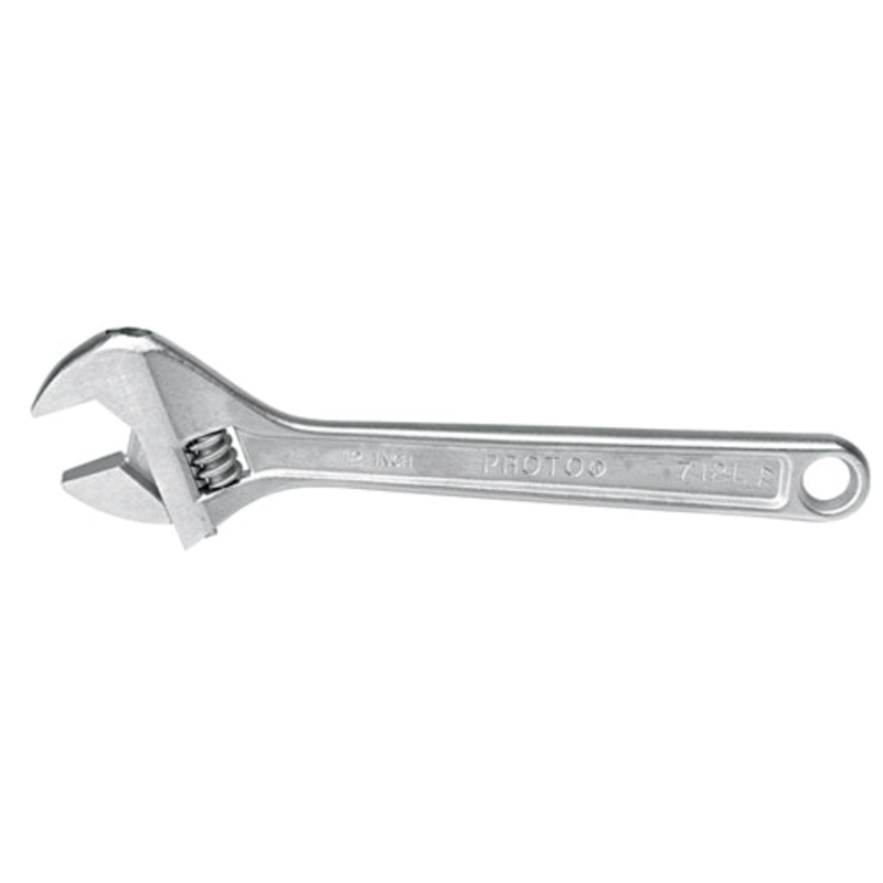 Proto J708L Satin Finish Click-Stop Adjustable Wrench, 8, Plain Handle, 1 Jaw Capacity