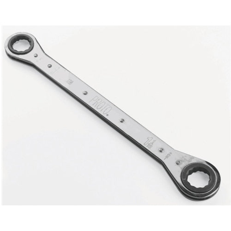 Proto J1197-A Full Polish Finish SAE 13/16, 15/16 Ratcheting Double Box Wrench, 12 Point