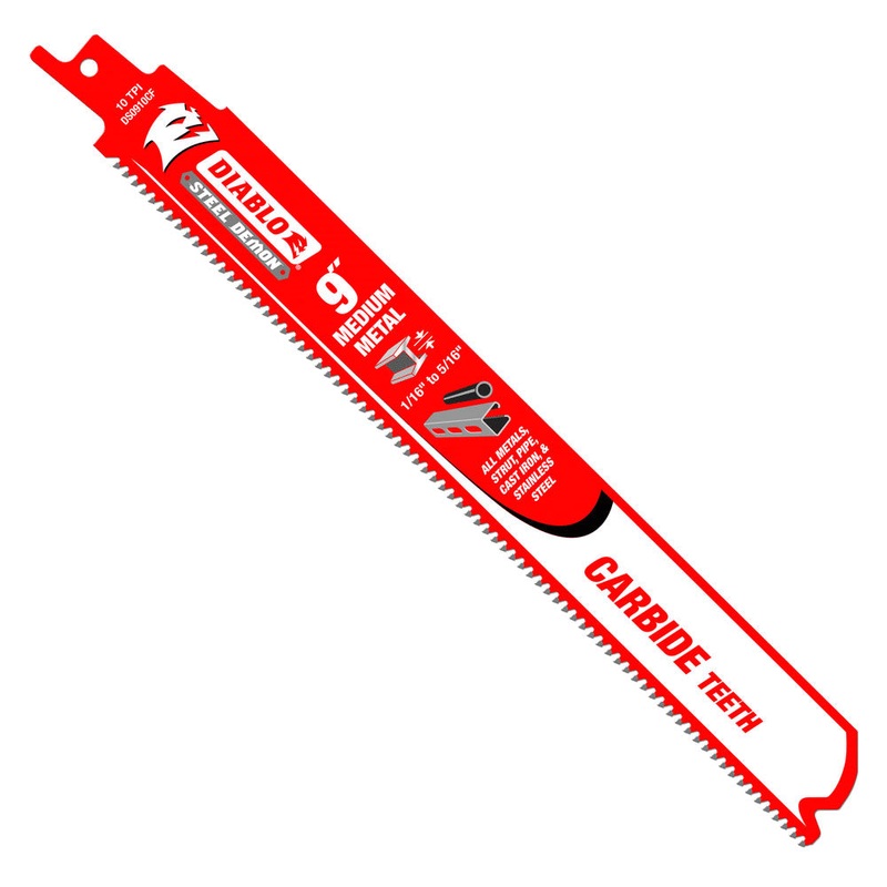 Diablo DS0910CF3 9 Steel Demon Carbide Recip Blades for Medium Metal Cutting, 3 Pack