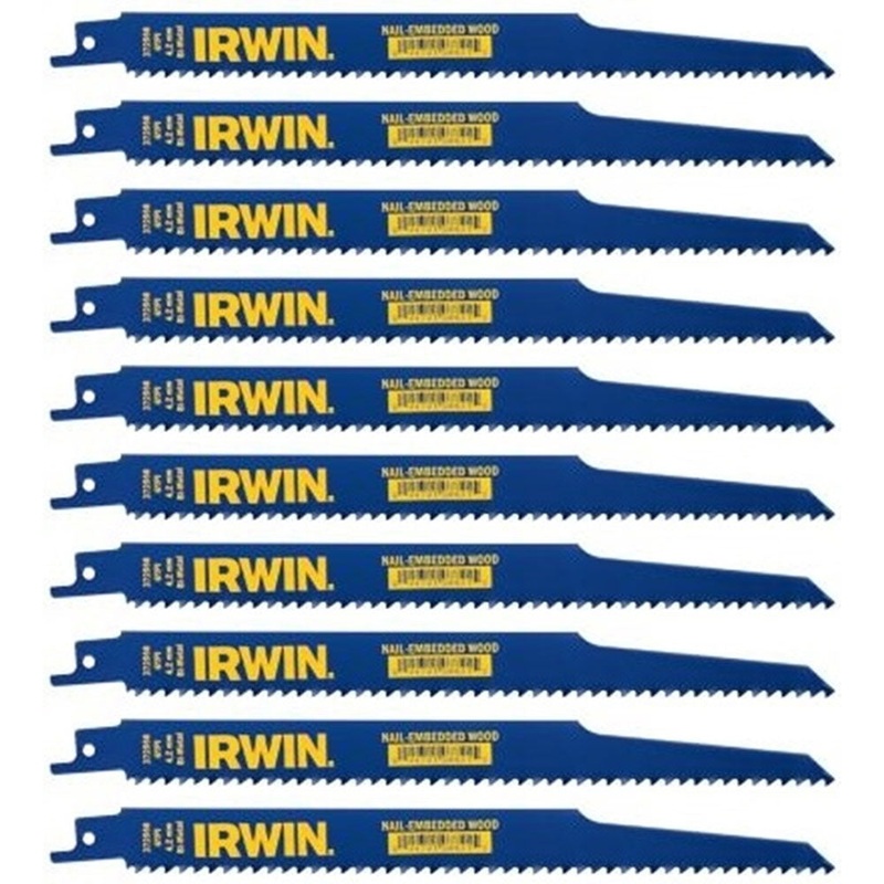 Irwin 1908583 9 6-TPI Bi-Metal Reciprocating Saw Blades, 10 Pack