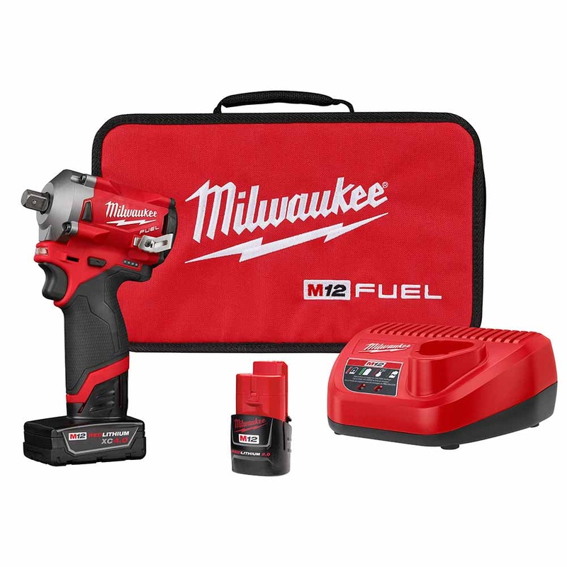 Milwaukee 2555P-22 M12 FUEL Stubby 1/2 Pin Impact Wrench Kit
