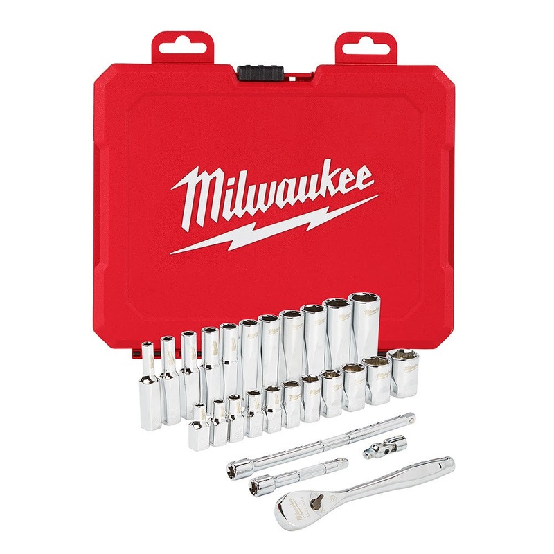 Milwaukee 48-22-9404 1/4 Drive 26 Piece Ratchet & Socket Set – SAE