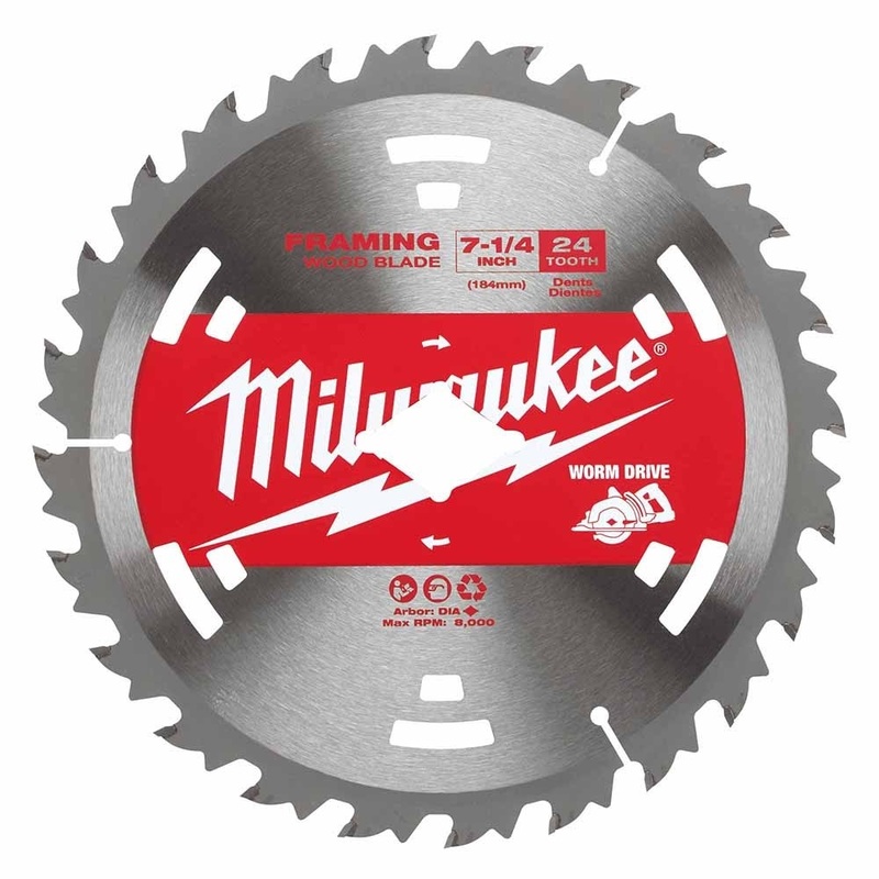 Milwaukee 48-41-0713 7-1/4 24T Worm Drive Basic Framer Circular Saw Blades 10 PK