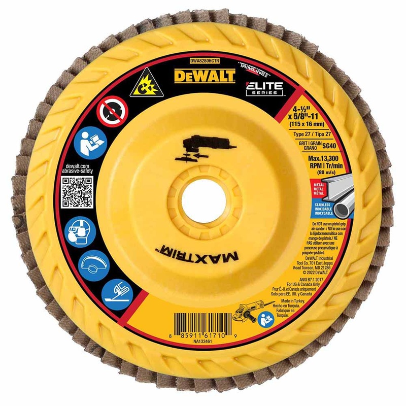 DeWalt DWA8280HCTR Elite Series , 4-1/2 x 5/8-11 40 Grit Ceramic T27 High Density Flap Disc