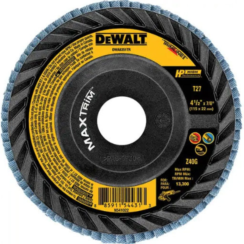 DeWalt DWA8353TR 4-1/2 Steel Trimmable Flap Disc 80G T27