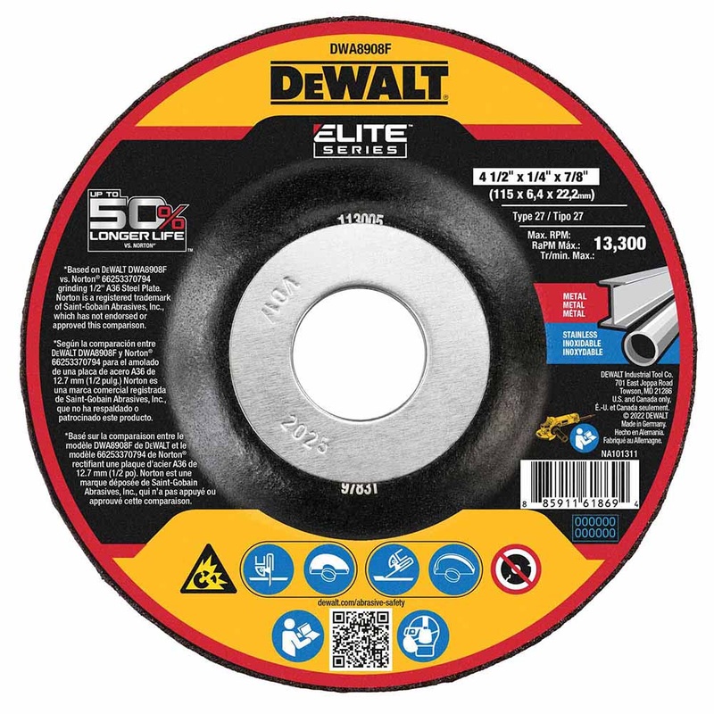 DeWalt DWA8908F ELITE SERIES Grinding Wheels 4-1/2 X 1/4 X 7/8