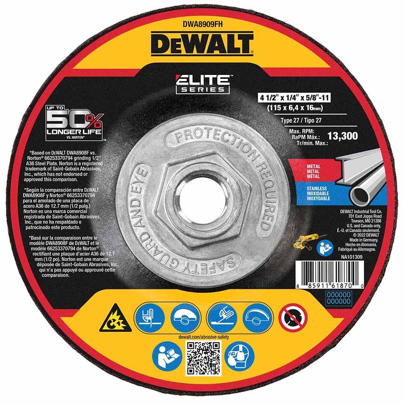 DeWalt DWA8909FH ELITE SERIES Grinding Wheels 4-1/2 X 1/4 X 5/8-11