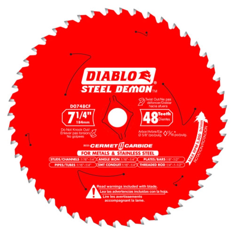 Diablo D0748CFX 7-1/4 X 48 Tooth Cermet Metal And Stainless Steel Cutting