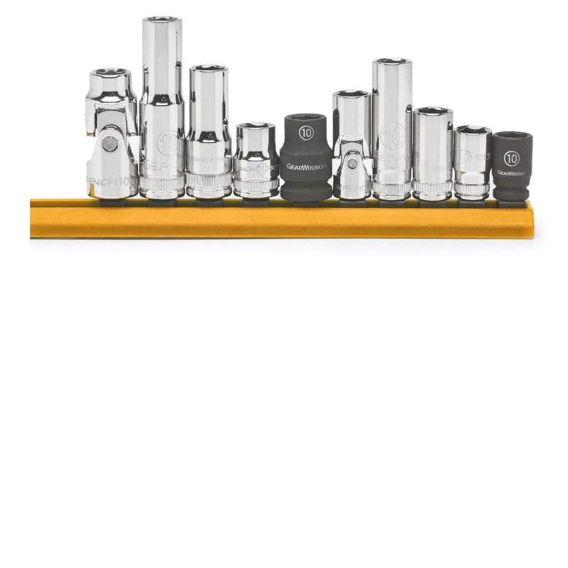 GearWrench 80319 10 Pc. 1/4 & 3/8 Drive 6 Point 10mm Socket Set