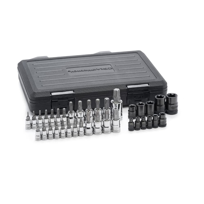 GearWrench 80728 36 Pc. 1/4, 3/8 & 1/2 Drive Tamper Proof Torx/E-Torx/Torx Bit Socket Set