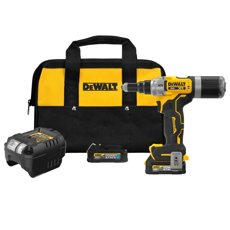 DeWalt DCF414GE2 20V MAX* XR Brushless Cordless 1/4 Rivet Tool Kit with POWERSTACK