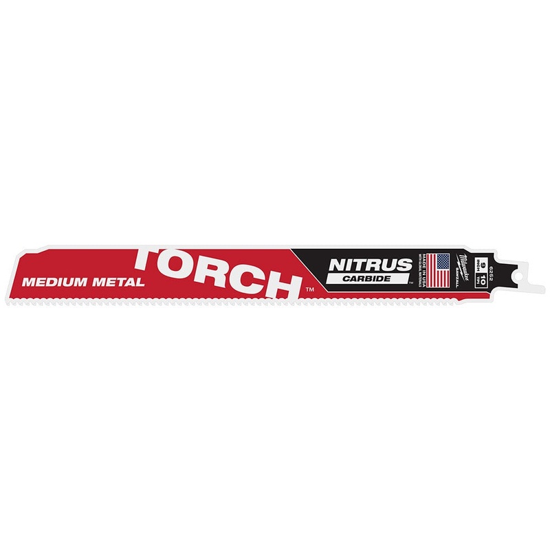 Milwaukee 48-00-6252 9 Reciprocating Saw Blade10TPI The TORCH with NITRUS CARBIDE Teeth for Medium Metal 1PK