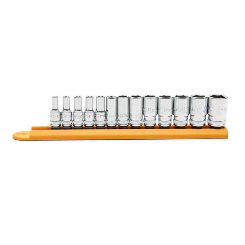 GearWrench 80304S-06 13 Piece 1/4 Drive 6 Point Mid Length Metric Socket Set