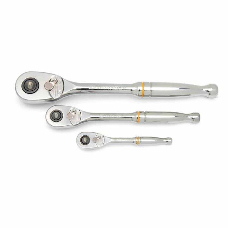 GearWrench 81310T 3 Pc. 1/4, 3/8 and 1/2 Drive 90-Tooth Quick Release Teardrop Ratchet Set