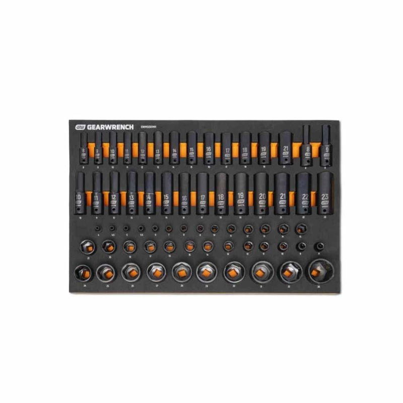 Gearwrench GWMSISKMM 66 Pc. 1/4, 3/8, 1/2 Drive 6 Point Metric Impact Socket Set in Foam Storage Tray