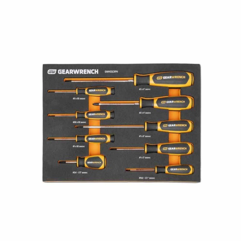 Gearwrench GWMSSCRPH 9 Piece Phillips Dual Material Screwdriver Set in Foam Storage Tray