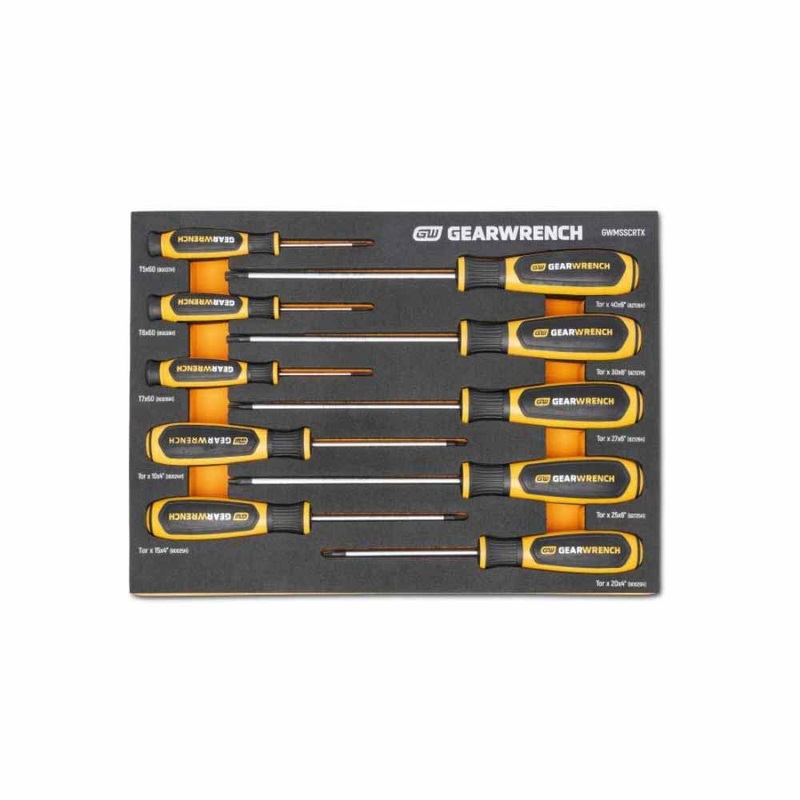 Gearwrench GWMSSCRTX 10 Piece Torx Dual Material Screwdriver Set in Foam Storage Tray