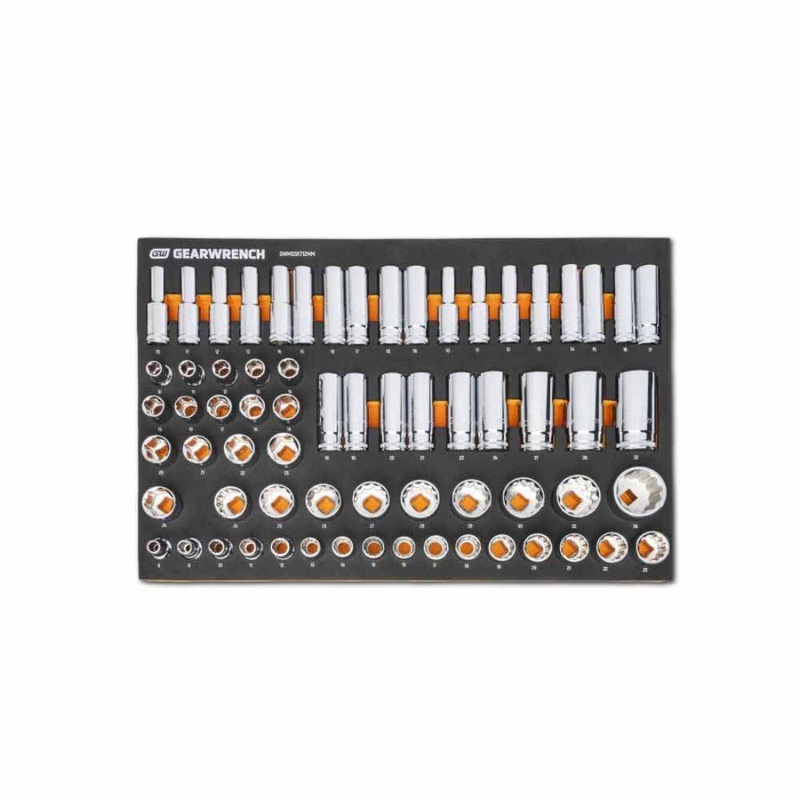 Gearwrench GWMSSKT12MM 67 Piece 1/2 Drive Master Metric Socket Set in Foam Storage Tray