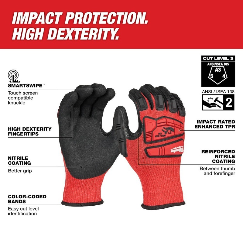 Milwaukee 48-73-8133 Impact Cut 3 Nitrile Dip Glove – XL
