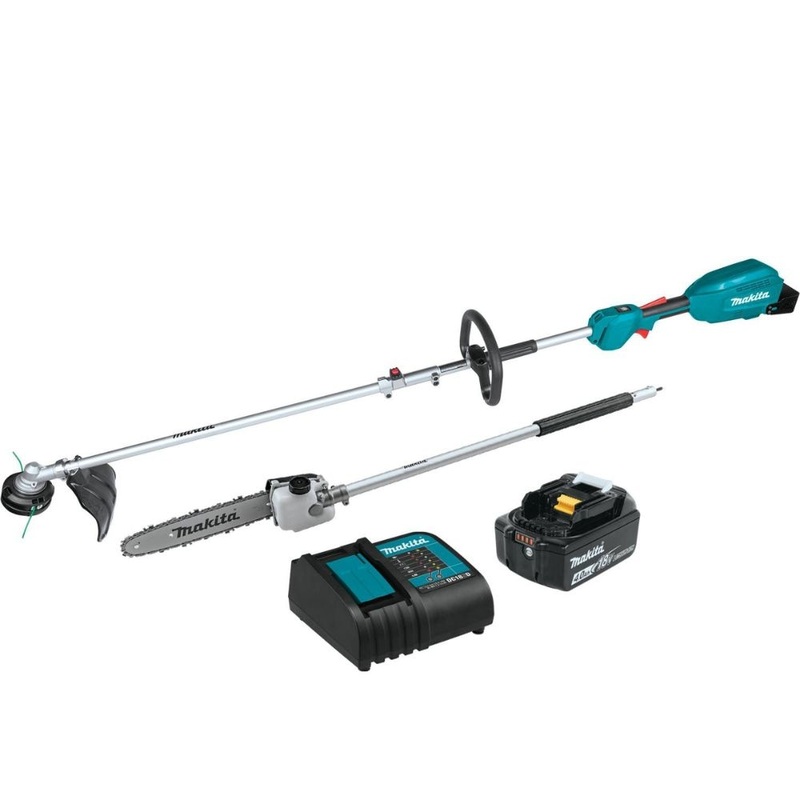 Makita XUX02SM1X4 18V LXT Lithium-Ion Brushless Cordless Couple Shaft Power Head Kit w/ 13 String Trimmer & 10 Pole Saw Attachments, with one battery (4.0Ah)