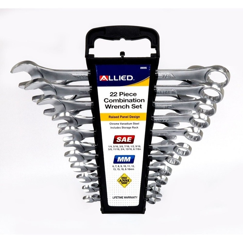 Allied 89095 22 Piece SAE/MM Wrench Set 1/4-7/8 & 6mm-18mm
