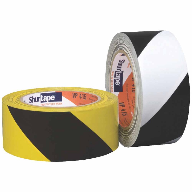 Shurtape 202700 VP 415 2 Warning Stripe Tape, Black/Yellow, 50mm x 33m