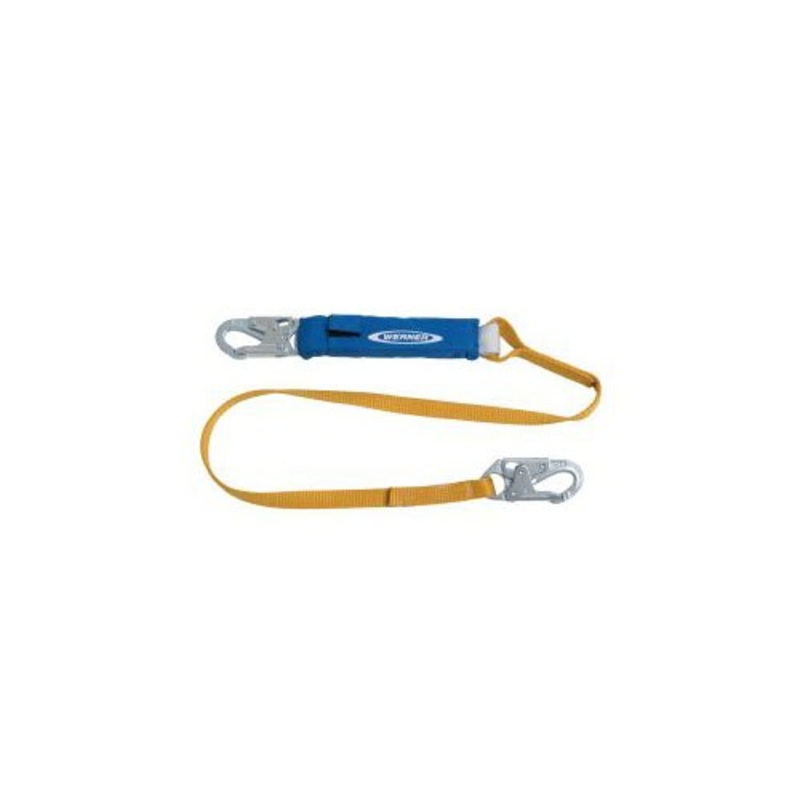 Werner C311100 6′ DeCoil Lanyard (DCELL Shock Pack, 1 Web, Snap Hook)