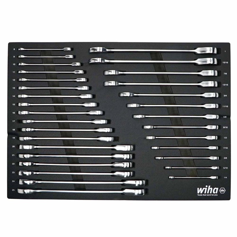 Wiha 30392 31 Piece Ratcheting Wrench Tray Set – SAE and Metric