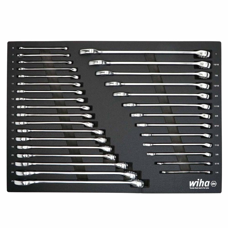 Wiha 30492 31 Piece Combination Wrench Tray Set – SAE and Metric