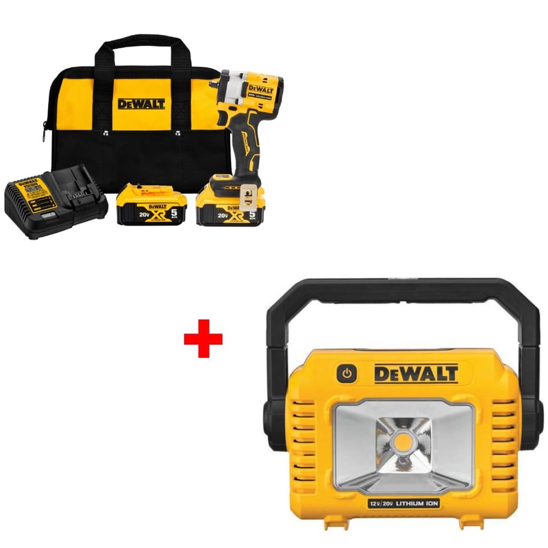 DeWalt DCF923P2 ATOMIC 20V MAX 3/8 Impact Wrench Kit w/ FREE DCL077B Task Light