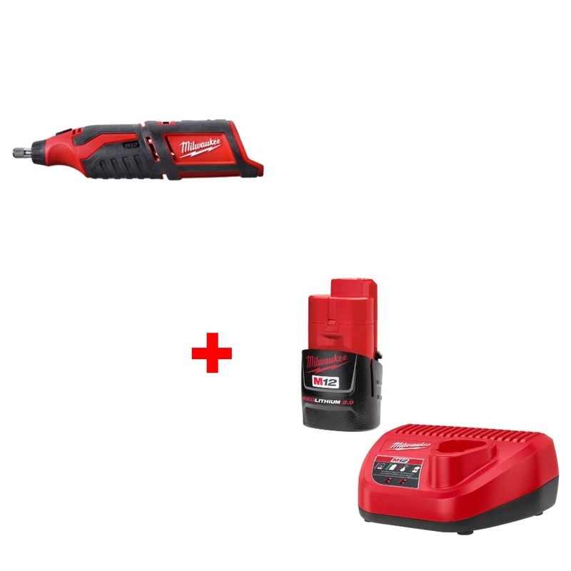 Milwaukee 2460-20 M12 Rotary Tool, Bare w/ FREE 48-59-2420 M12 2.0 Starter Kit