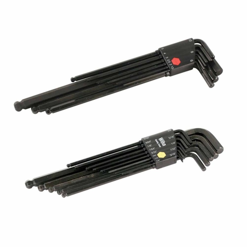 Wiha 36995 22 Piece Ball End Long Arm Hex L-Key Set – Metric – Inch