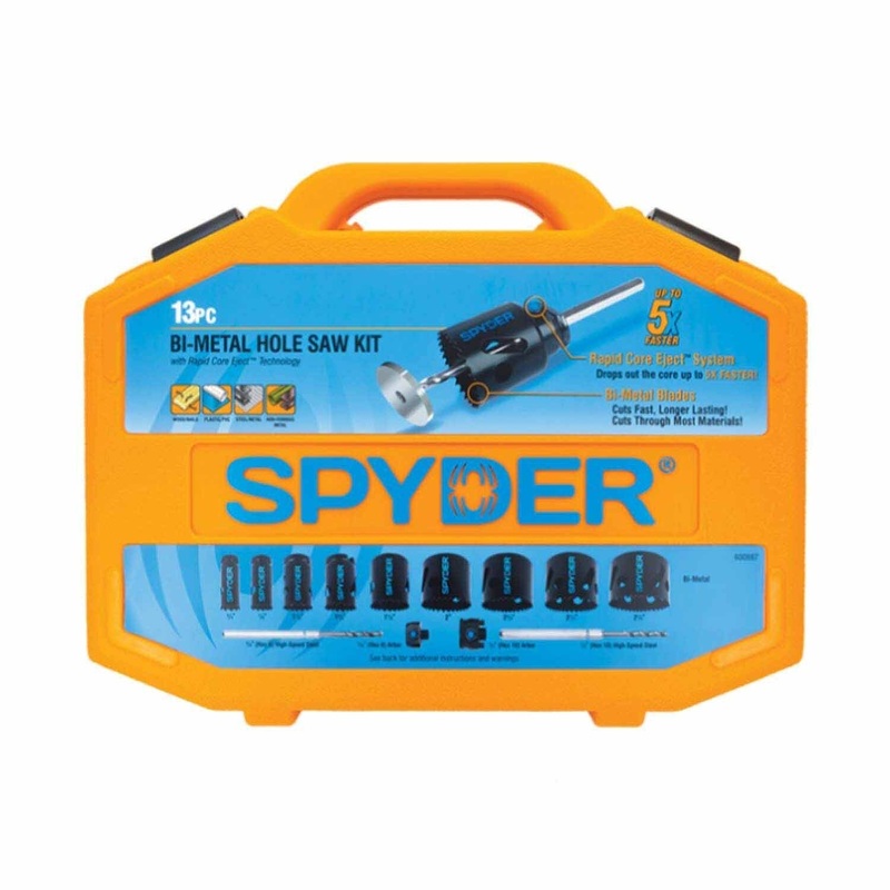 Spyder 600887 13-Piece Bi-Metal Hole Saw Kit with Rapid Core Eject Technology